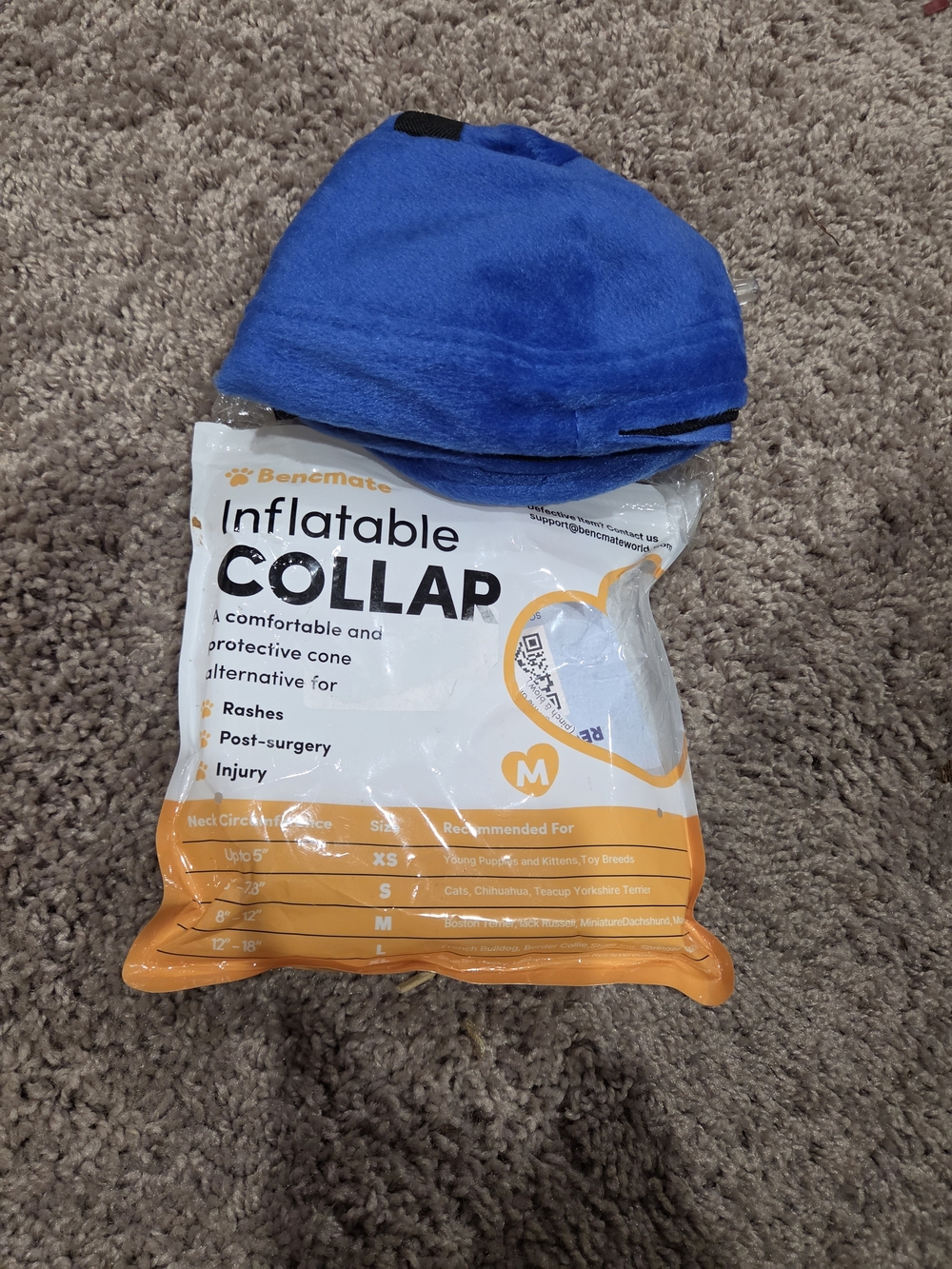 Pet Collar Blue Inflatable Collapsible Pet Collar - Medium